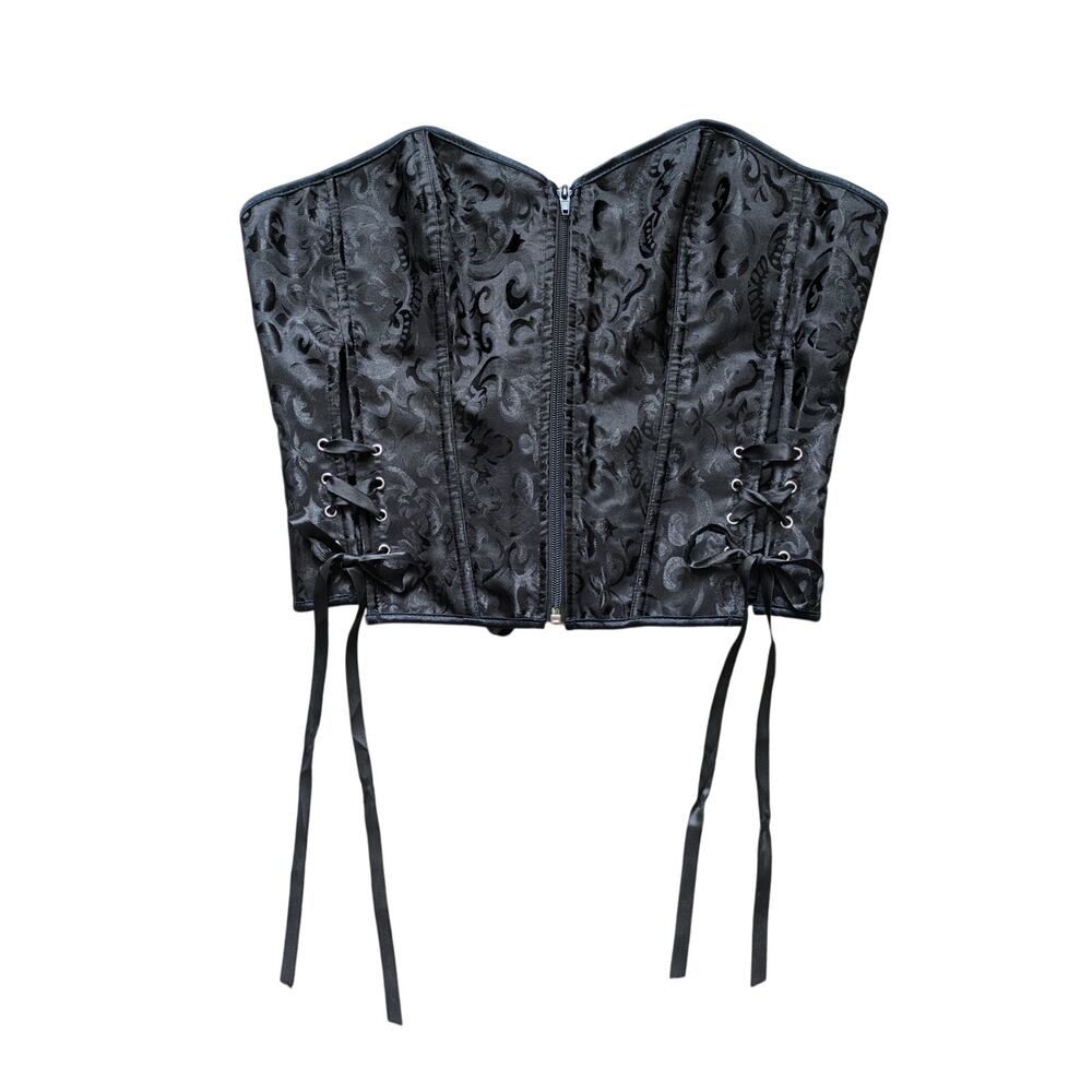 Dark Floral Corset Womens XXL Black Vampire Renaissance Faire Fairy Grunge
